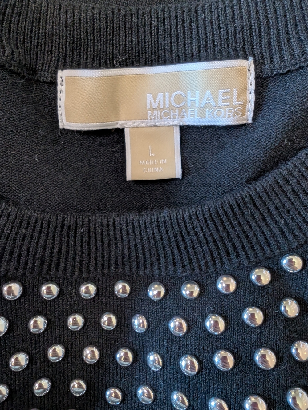 Michael Kors Black Long-Sleeve Studded Dress - Picture 3 of 9
